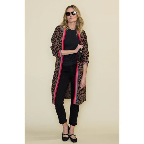 NWT Marine Layer Martha Sweater Coat Leopard Duster Cardigan L/XL Rare! - Picture 1 of 15